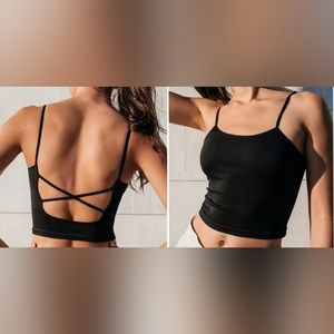 Free People Black Strappy Back Tank szS